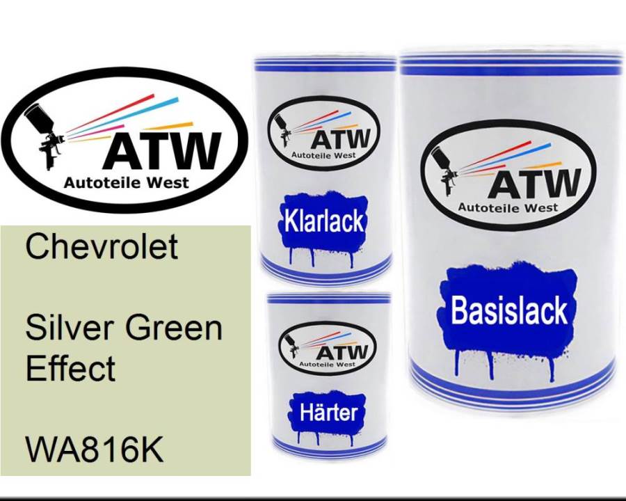 Chevrolet, Silver Green Effect, WA816K: 500ml Lackdose + 500ml Klarlack + 250ml Härter - Set, von ATW Autoteile West.